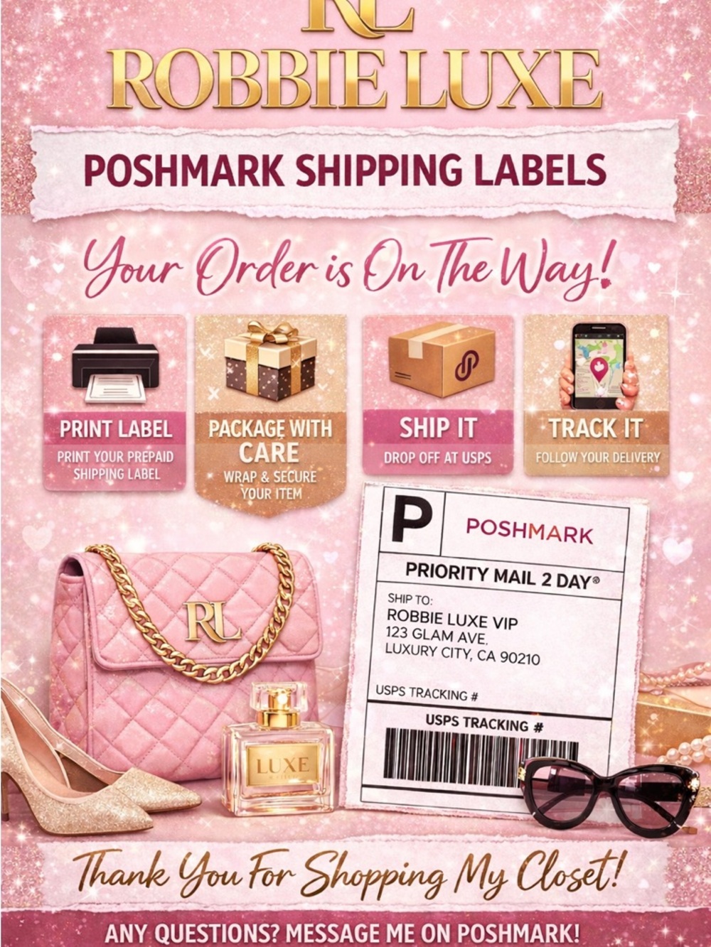 👑👑👑✨✨✨ @RobbieLuxe -           Shipping Label 👑👑👑✨✨✨